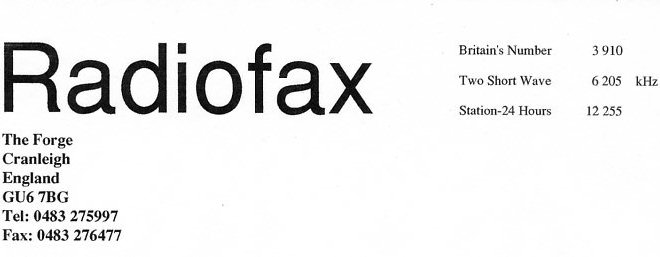 Radiofax headed notepaper